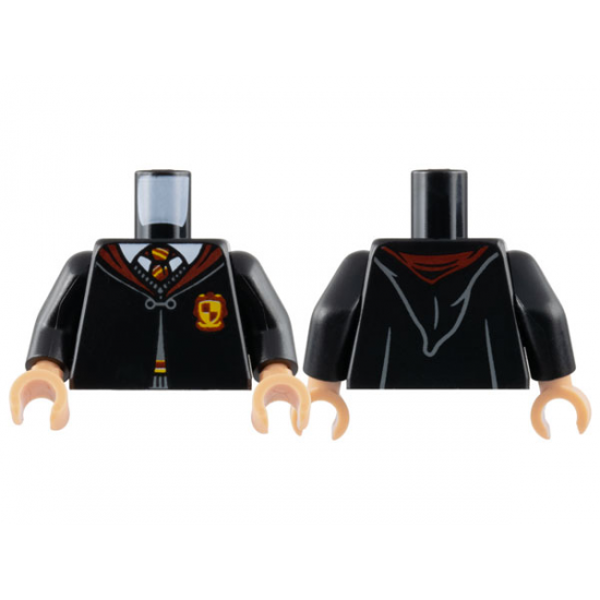 Torso Hogwarts Robe Clasped with Gryffindor Crest, Sweater, Shirt and Tie Pattern / Black Arms / Light Nougat Hands