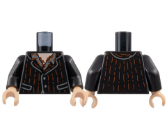 Torso Jacket with Reddish Brown Pinstripes, Light Nougat Neck, Dark Bluish Gray Shirt, Splotches Pattern / Black Arms / Light Nougat Hands