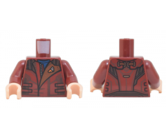 Torso Jacket with Zipper, Straps, Reddish Brown Panel with Pin Pattern / Dark Red Arms / Light Nougat Hands