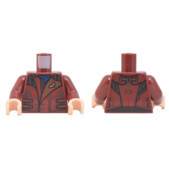 Torso Jacket with Zipper, Straps, Reddish Brown Panel with Pin Pattern / Dark Red Arms / Light Nougat Hands