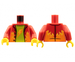 Torso Jacket, Orange and Yellow Flames, Lime Shirt, Lightning Bolt Pattern / Red Arms / Yellow Hands