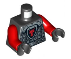 Torso Castle Dragon Knight Scale Mail with Dragon Shield and Shoulder Armor Front and Back Pattern / Red Arms / Black Hands