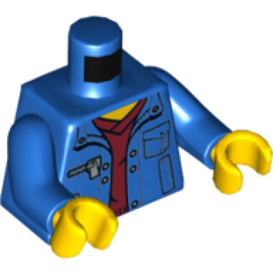 Torso Jacket with Pockets over Dark Red V-Neck Sweater Pattern / Blue Arms / Yellow Hands