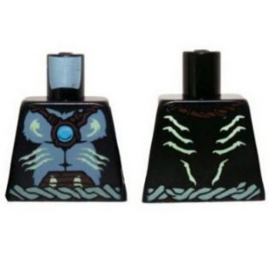 Torso Bare Sand Blue Chest, Rope Belt, Yellowish Green Markings with Dark Azure Round Jewel (Chi) Pattern