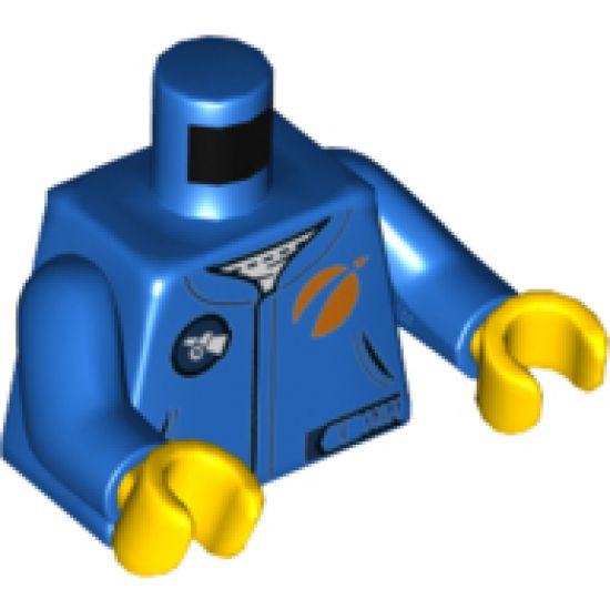 Torso Jumpsuit with Black Outlined Belt and White Satellite Logo Pattern / Blue Arms / Yellow Hands