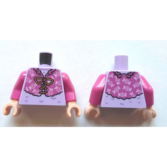 Torso Dark Pink Jacket with Candies over Lavender Sweater Pattern / Dark Pink Arms / Light Nougat Hands