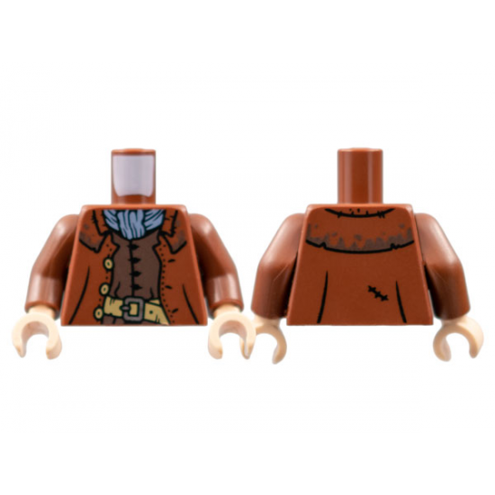 Torso Coat with Dark Tan Buttons and Belt with Silver Buckle, Sand Blue Scarf, Dark Brown Vest Pattern / Reddish Brown Arms / Light Nougat Hands