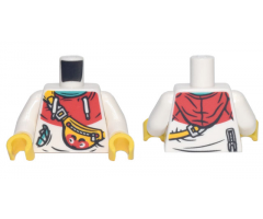 Torso Hoodie with Red Hood, White Drawstrings, Yellow Pouch with Strap, Zipper, and Red Face Pattern / White Arms / Yellow Hands