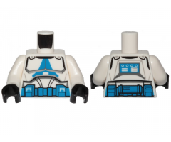 Torso SW Armor Clone Trooper with Blue 501st Legion Markings and Belt Pattern (Clone Wars) / White Arms / Black Hands