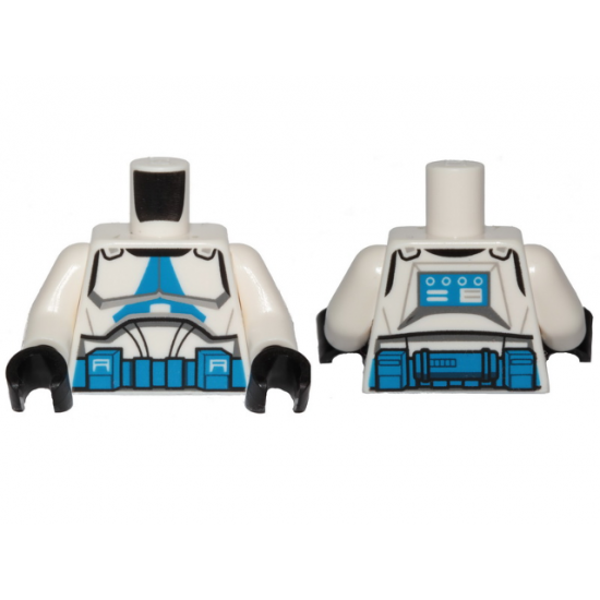 Torso SW Armor Clone Trooper with Blue 501st Legion Markings and Belt Pattern (Clone Wars) / White Arms / Black Hands