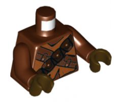 Torso SW Jawa with Dark Orange Tattered Shirt, Dark Brown Pouches and Straps Pattern / Reddish Brown Arms / Dark Brown Hands