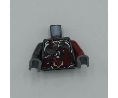 Torso Ninjago Female Armor with Clock and Dark Red Snakes Pattern / Dark Red Arm Left / Pearl Dark Gray Arm Right / Dark Bluish Gray Hands