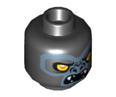 Minifigure, Head Dual Sided Alien Chima Gorilla with Yellow Eyes, Fangs and Sand Blue Face, Closed Mouth / Open Mouth Pattern (Gorzan) - Hollow Stud
