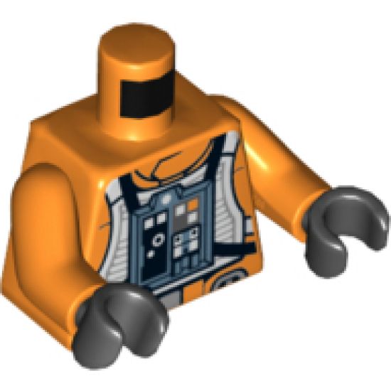 Torso SW Rebel Pilot with Black Belt with Buckle on Back Pattern / Orange Arms / Black Hands