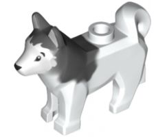 Dog, Husky with Black Eyes, Black Nose and Marbled Dark Bluish Gray Ears and Back Pattern