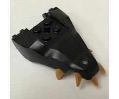 Animal, Body Part Dragon Head (Ninjago) Jaw with 2 Bar Handles on Back - Closed Ends with Gold Teeth Pattern