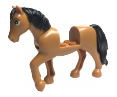 Horse with 2 x 2 Cutout and Movable Neck with Molded Black Tail and Mane and Printed Tan Eyes Pattern