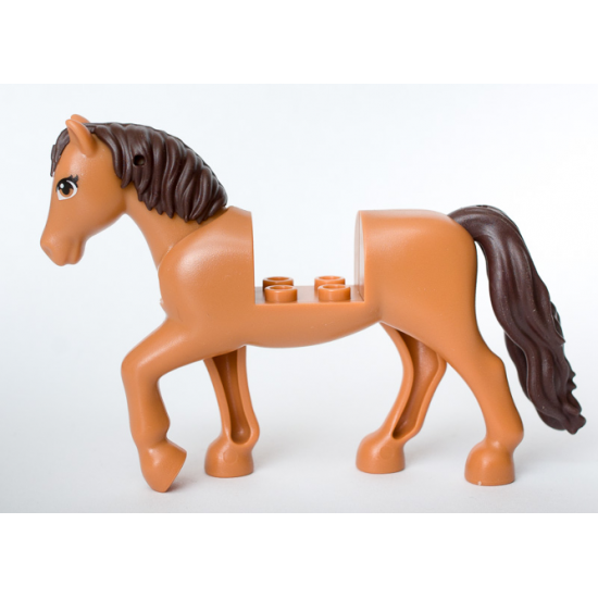 Horse with 2 x 2 Cutout and Movable Neck with Molded Dark Brown Tail and Mane, Printed Eyes Pattern