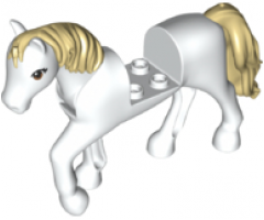 Horse with 2 x 2 Cutout and Movable Neck with Molded Tan Tail and Mane, Printed Eyes Pattern