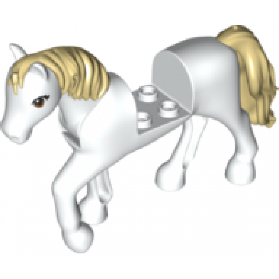 Horse with 2 x 2 Cutout and Movable Neck with Molded Tan Tail and Mane, Printed Eyes Pattern