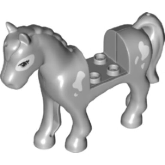 Horse with 2 x 2 Cutout, Light Bluish Gray Eyes, White Patch Around Left Eye and White Spots Pattern