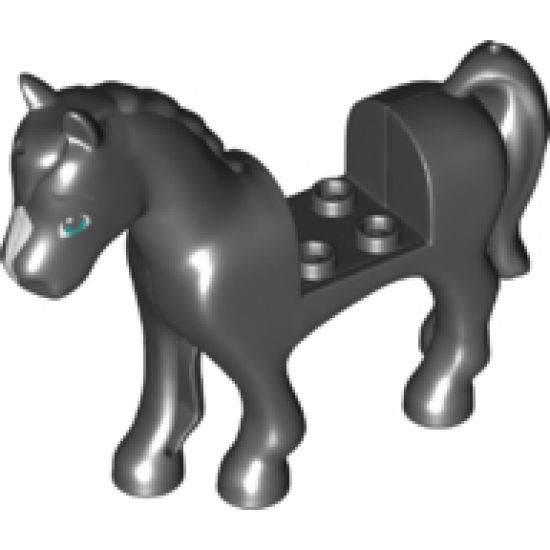 Horse with 2 x 2 Cutout, Dark Turquoise Eyes, Dark Bluish Gray Eyebrows and White Blaze Pattern