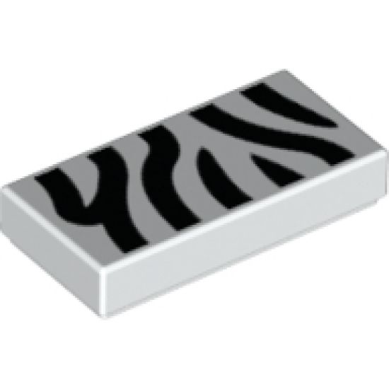 Tile 1 x 2 with Zebra Stripes Pattern