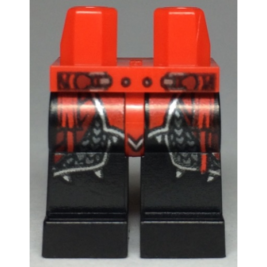 Hips and Black Legs with Ninjago Red Plate Armor and Silver Scale Armor, Belt with Buckles and Red Sash Pattern