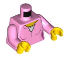 Torso, Female Top with Yellow Neck, White Undershirt Pattern / Bright Pink Arms / Yellow Hands