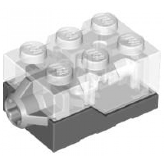 Electric, Light Brick 2 x 3 x 1 1/3 with Trans-Clear Top and Yellow LED Light (Glows Orange)