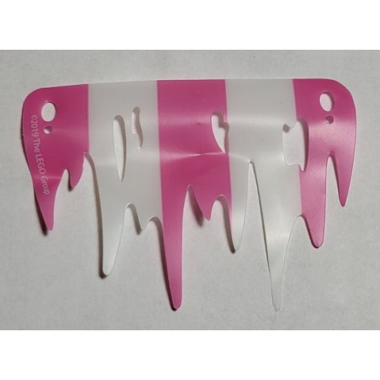 Plastic Part for Set 41375 - Sail, Ragged with 3 Dark Pink and 2 White Stripes Pattern