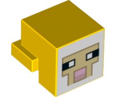 Animal, Body Part Creature Head Pixelated with Tan and Pink Face Pattern (Minecraft Sheep)