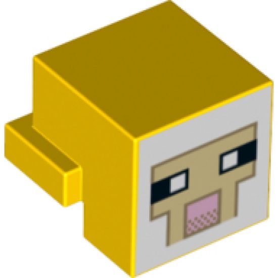 Animal, Body Part Creature Head Pixelated with Tan and Pink Face Pattern (Minecraft Sheep)