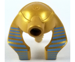 Minifigure, Headgear Headdress Mummy with Medium Blue Stripes on Metallic Gold Pattern