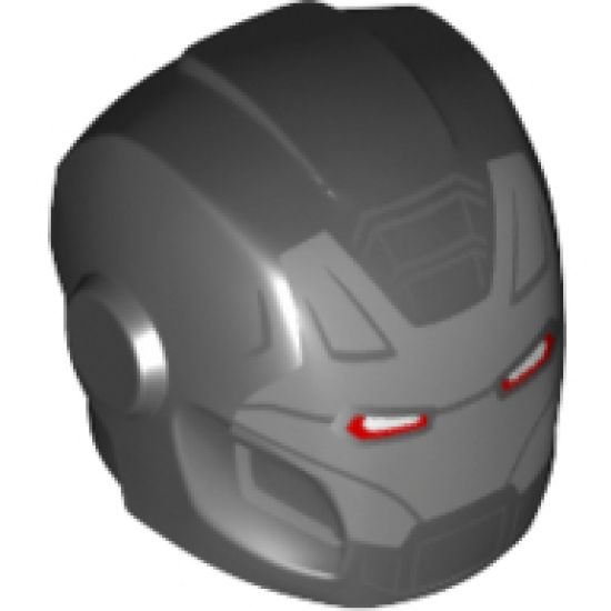 Minifigure, Headgear Helmet Armor Plates and Ear Protectors with Silver Faceplate and Red Eyes Pattern