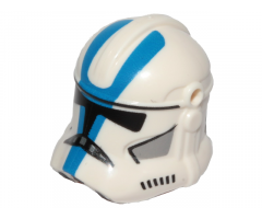 Minifigure, Headgear Helmet SW Clone Trooper (Phase 2) with Holes with Black Visor and Blue and Light Bluish Gray 501st Legion Markings Pattern