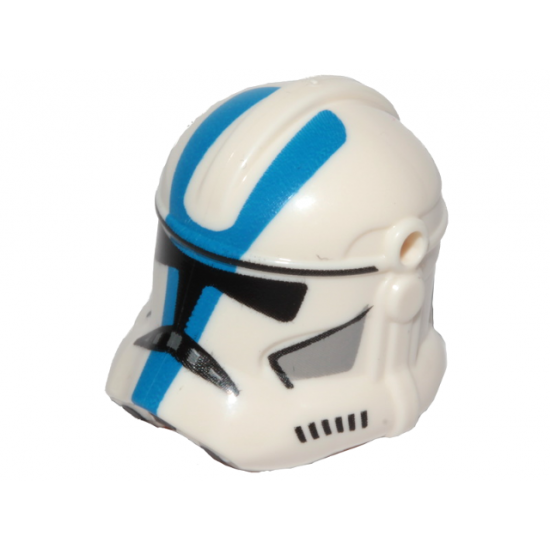 Minifigure, Headgear Helmet SW Clone Trooper (Phase 2) with Holes with Black Visor and Blue and Light Bluish Gray 501st Legion Markings Pattern