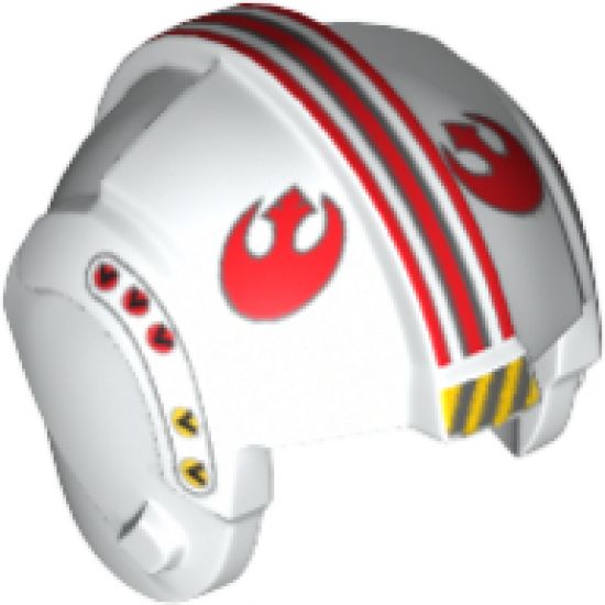 Minifigure, Headgear Helmet SW Rebel Pilot with Red Rebel Logo, Stripes and Side Pattern