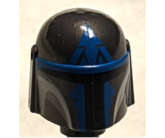 Minifigure, Headgear Helmet with Holes, SW Mandalorian with Blue and Light Bluish Gray Pattern