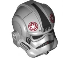 Minifigure, Headgear Helmet SW Stormtrooper Type 2, AT-AT Driver Dark Red Imperial Logo and Small Black Plates on Sides Pattern