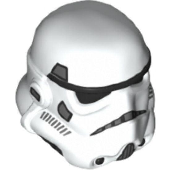 Minifigure, Headgear Helmet SW Stormtrooper, Dual Molded, White with Dark Bluish Gray Marks and Black Squares on Back Pattern