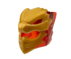 Minifigure, Headgear Helmet with Flames on Back with Molded Pearl Gold Dragon Face Pattern