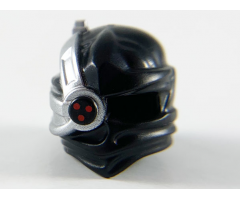 Minifigure, Headgear Ninjago Wrap with Silver Cyborg Eyepiece with One Red Dot on Bottom without Silver Outline Pattern