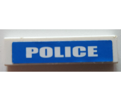 Tile 1 x 4 with White 'POLICE' on Blue Background Pattern (Sticker) - Set 7245-2