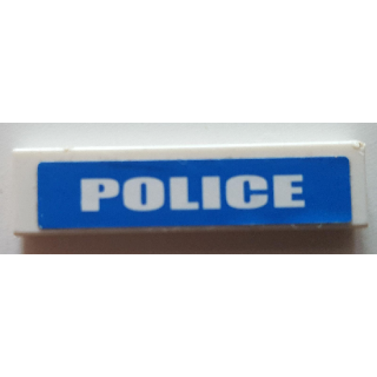 Tile 1 x 4 with White 'POLICE' on Blue Background Pattern (Sticker) - Set 7245-2