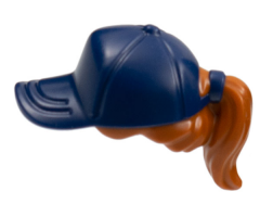 Minifigure, Hair Combo, Hair with Hat, Ponytail with Dark Blue Ball Cap Pattern