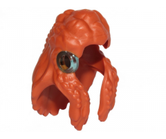 Minifigure, Hair Female Long Wavy with Braids with Molded Hard Plastic Trans-Light Blue Ring Pattern - Flexible Rubber