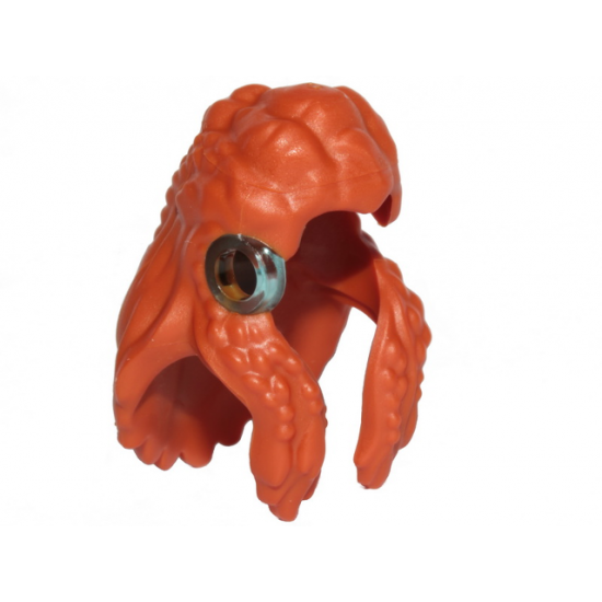 Minifigure, Hair Female Long Wavy with Braids with Molded Hard Plastic Trans-Light Blue Ring Pattern - Flexible Rubber