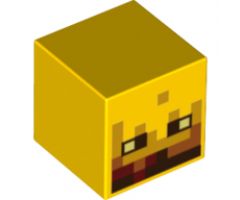 Minifigure, Head, Modified Cube with Minecraft Blaze Face Pattern