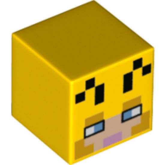 Minifigure, Head, Modified Cube with Minecraft Beekeeper Face Pattern